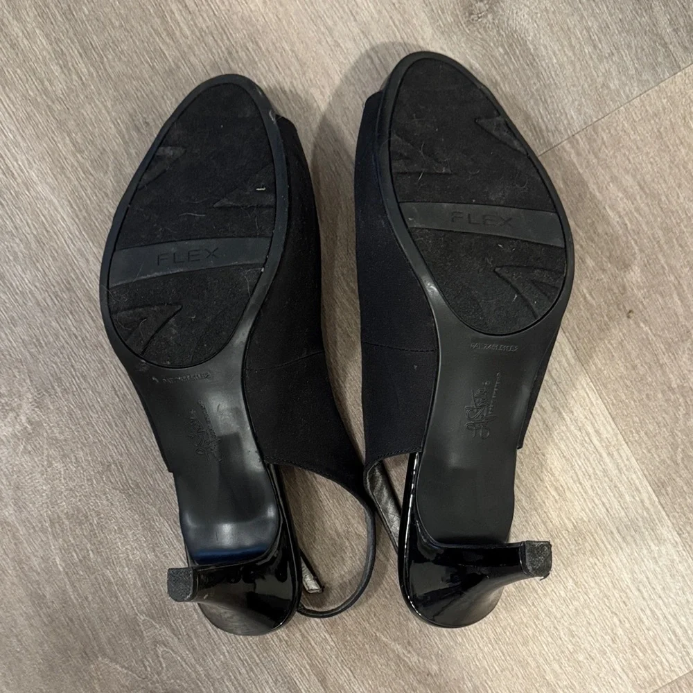 Life Stride Black Slingback Peep-Toe Heels - Picture 9 of 16